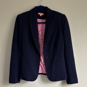 Lilly Pulitzer Navy Blazer with Pink Lining
